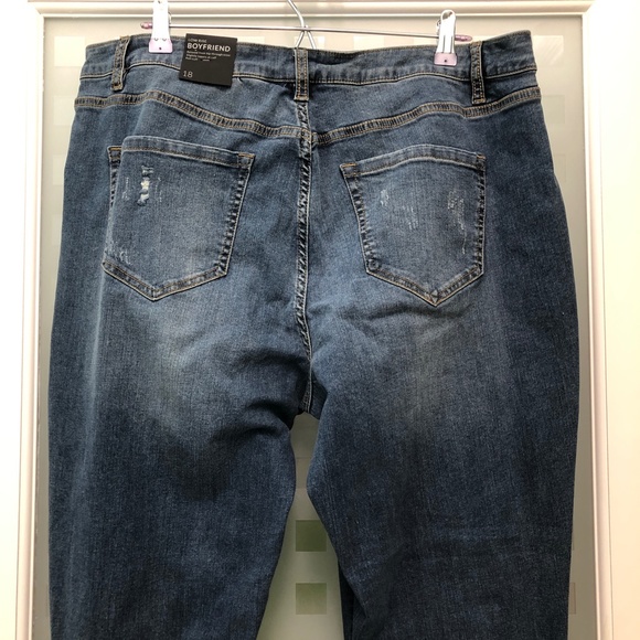 🎉7xHP🎉 LANE BRYANT Low Rise Boyfriend Jeans Paint Distressed Stretch 18 NWT! - Picture 10 of 16
